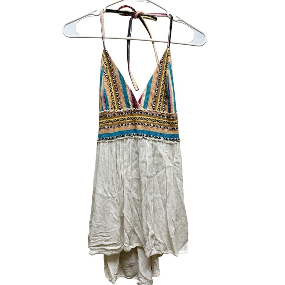 2/$30 Elan - Embroidered Multicolor Halter Top Size Medium